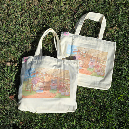 Puppy Flower Shop Tote Bag