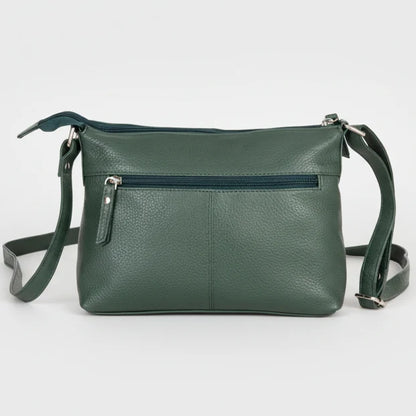 Greenwood Leather Multi-Pocket Crossbody Bag. Premium Pebbled Leather Handbag