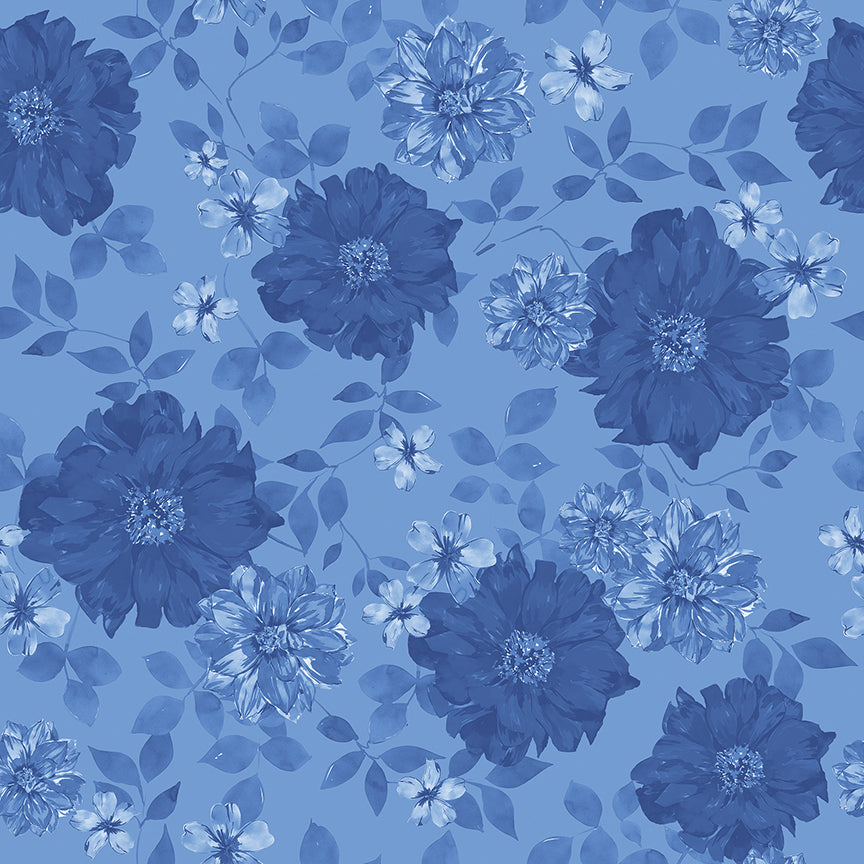 Celeste - Camelot Fabrics - Floral Paradise - Light Blue