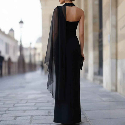 Women's Off-Shoulder Evening Gown – Elegant Black Bodycon Long Dress