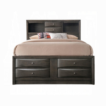 Lit plateforme de rangement multi-tiroirs Neend - Chêne gris
