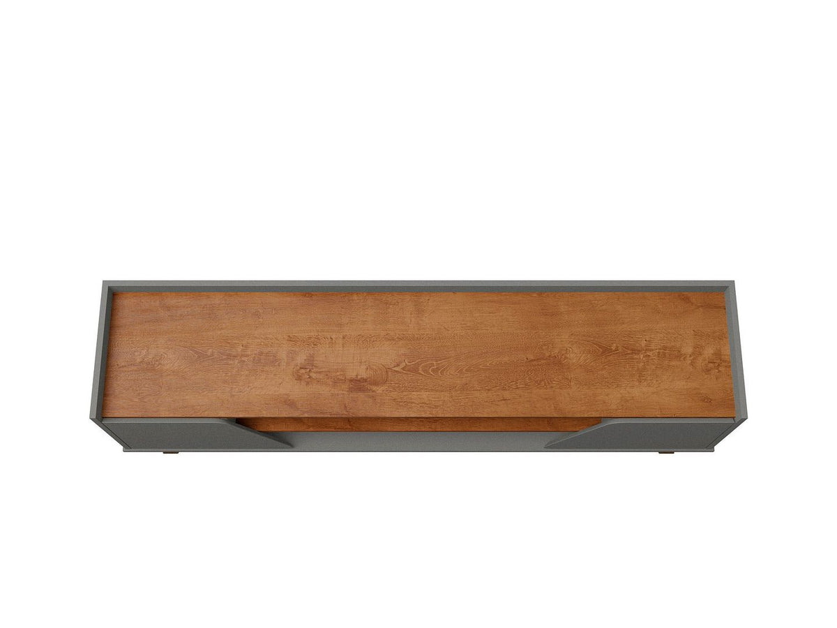 Meuble TV Malmo Modern 180 cm avec 2 tiroirs - Gris/Marron