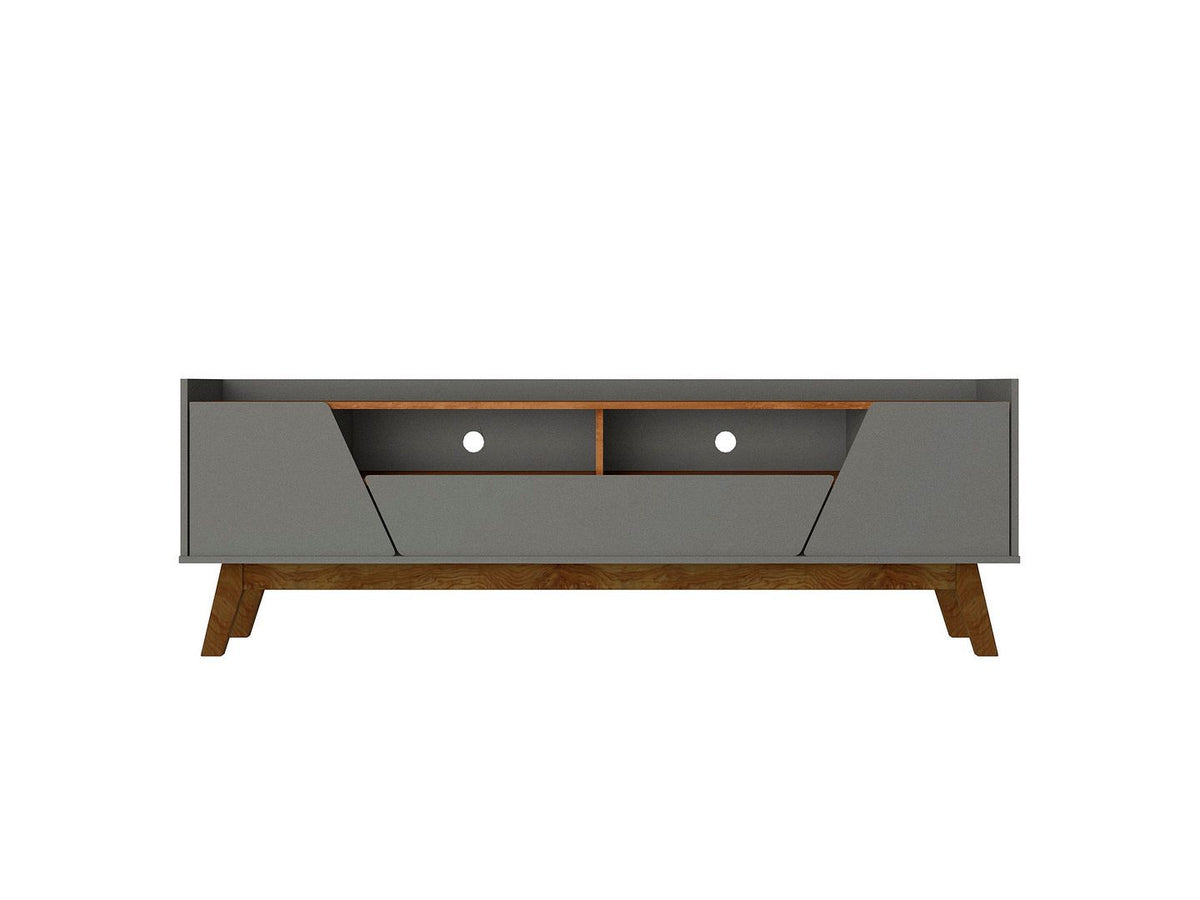 Meuble TV Malmo Modern 180 cm avec 2 tiroirs - Gris/Marron