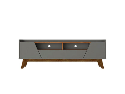 Meuble TV Malmo Modern 180 cm avec 2 tiroirs - Gris/Marron