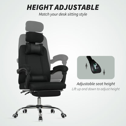 Brady Ergonomic Executive High Back Office Chair with Footrest and Lumbar Support-Black