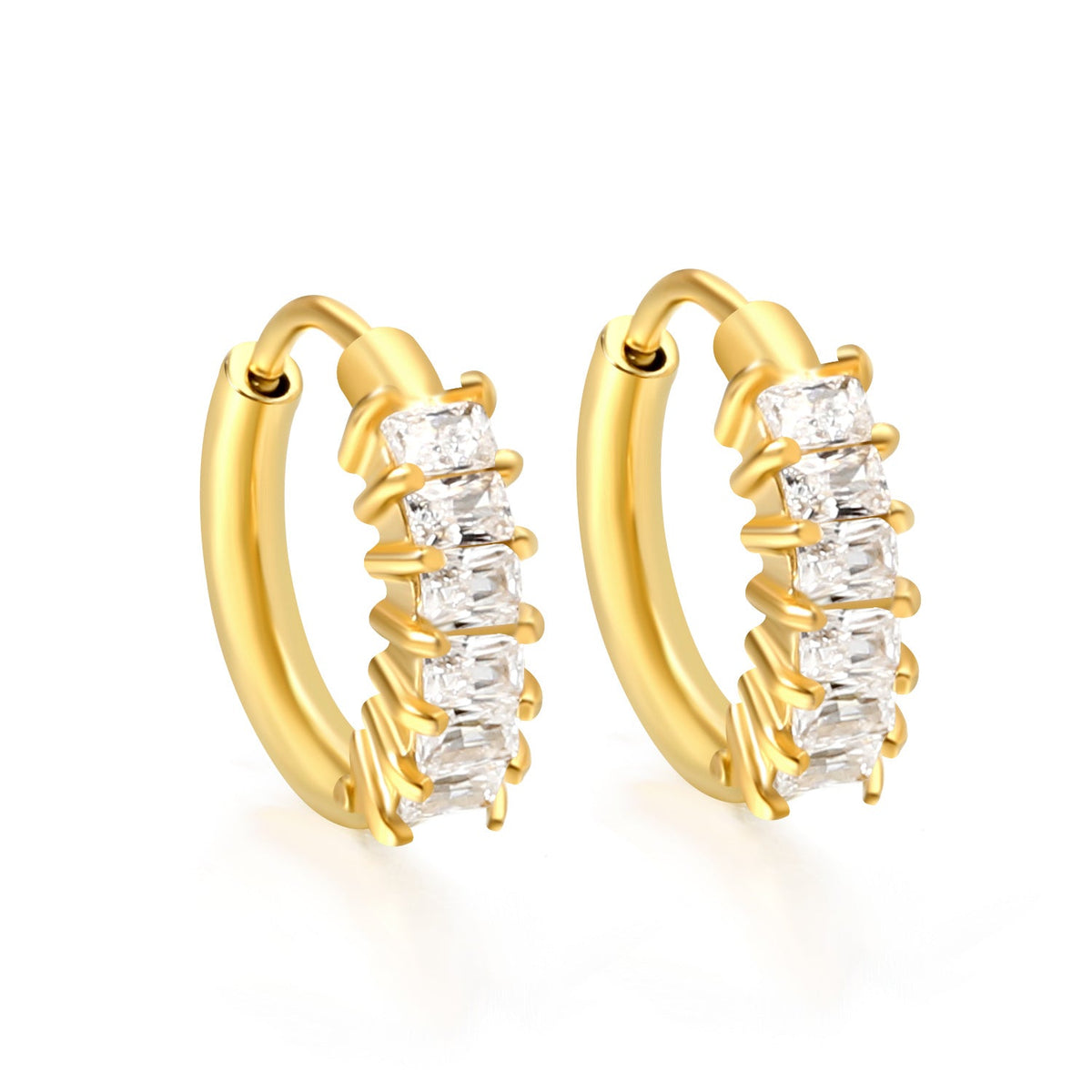 Clips d'oreilles rectangulaires diamant
