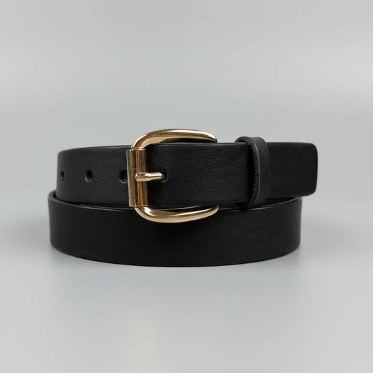 Keldon Women’s Italian Leather Belt with Rose Gold Roller Buckle