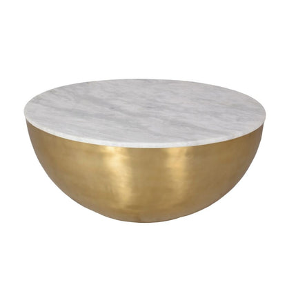 Table basse Lia en laiton et marbre