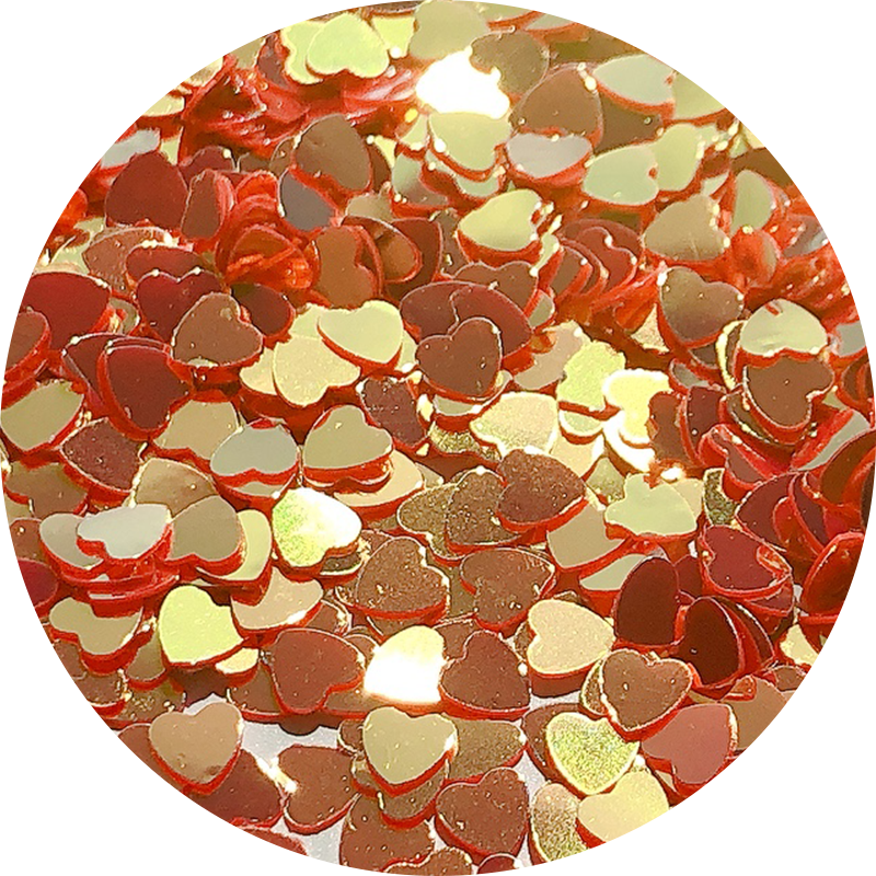 Paillettes cœur rouges (reflets dorés)