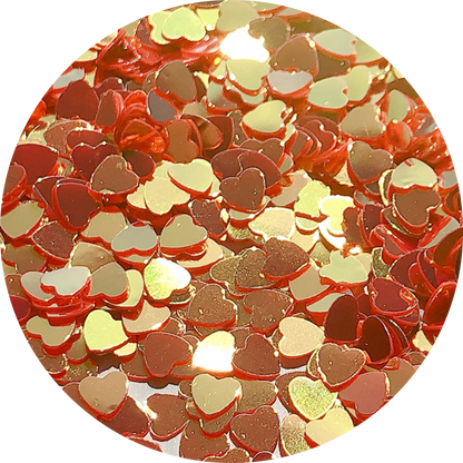 Paillettes cœur rouges (reflets dorés)
