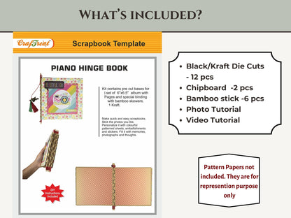 CrafTreat Scrapbook Blanks - Piano Hinge Book - Black Color