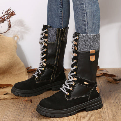 Women's Casual Mid-Calf Boots – Low Heel PU Leather Fashion Footwear