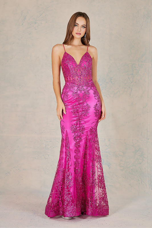 Robe longue de soirée corsetée et ajustée