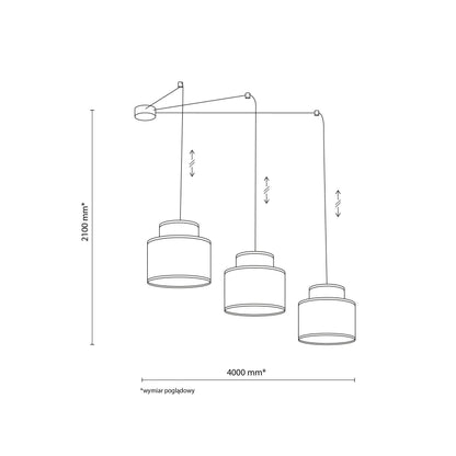 DUO Jute Adjustable 3-Light Pendant for Dining Table & Kitchen Island
