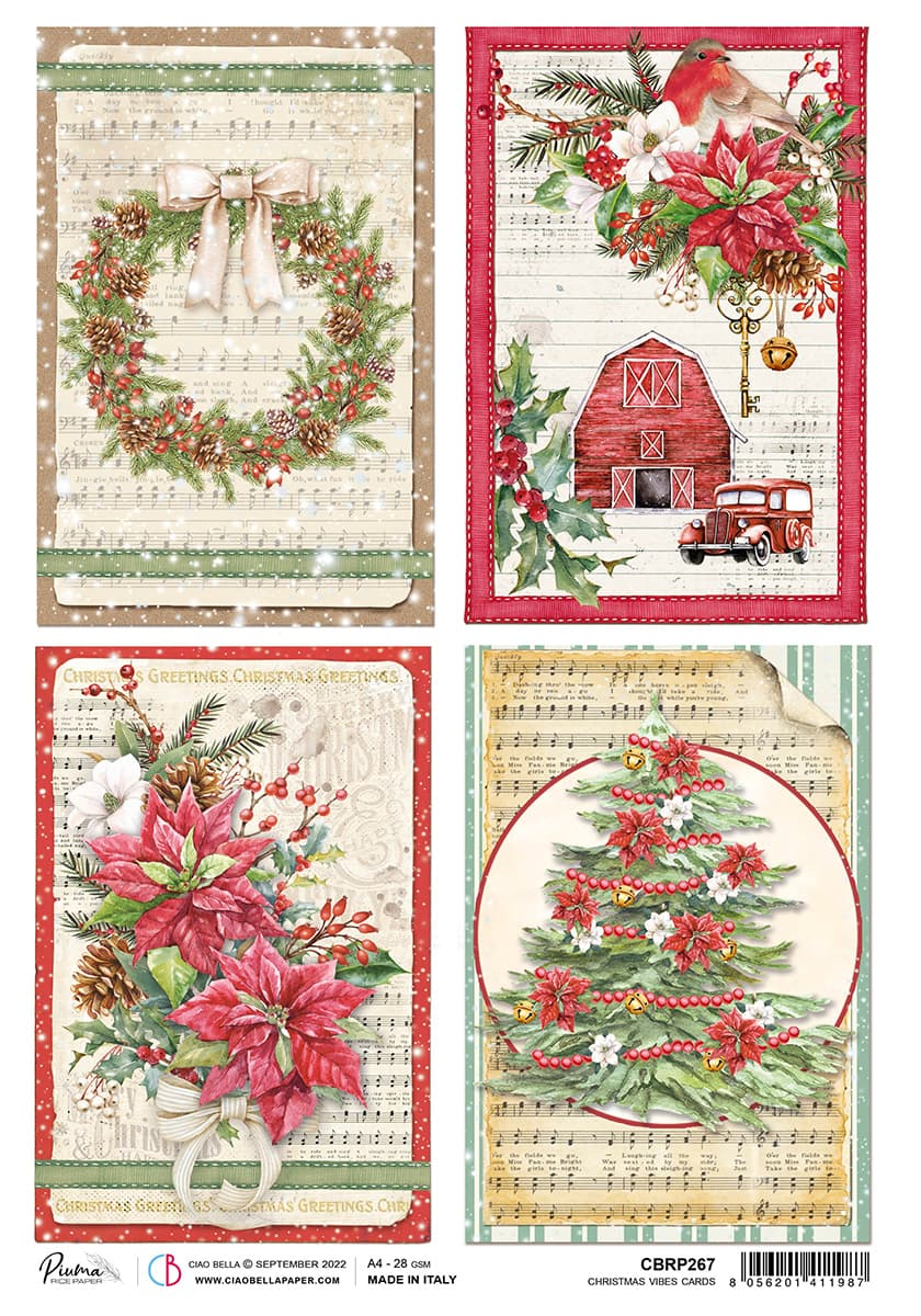 Papier de riz A4 Piuma Cartes "Ambiance de Noël"