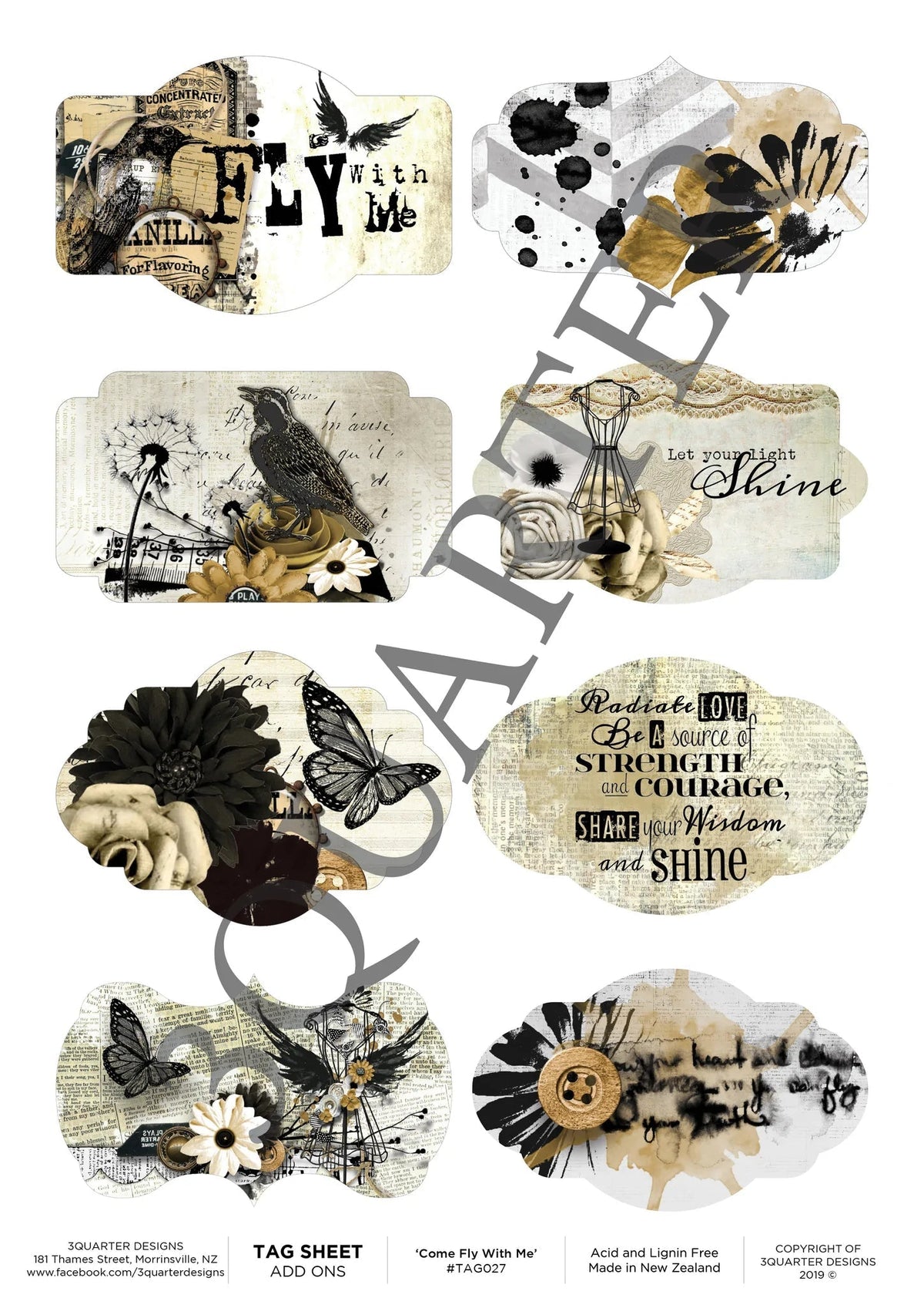 3Quarter Designs - Feuille d'étiquettes - Come Fly With Me