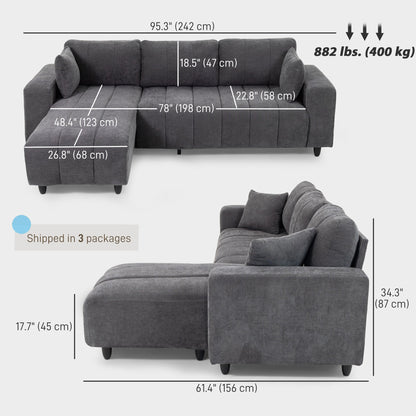 Sectionnel réversible Wilshere avec méridienne modulable - Gris