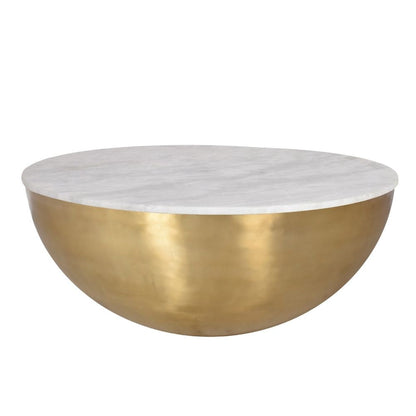 Table basse Lia en laiton et marbre
