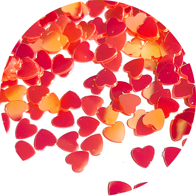 Paillettes cœur rouges (reflets dorés)