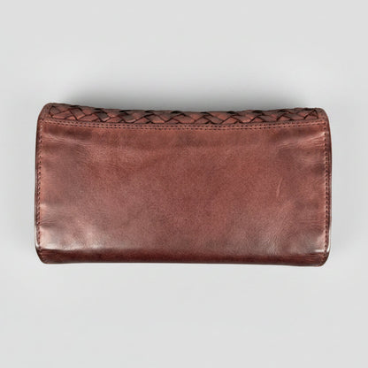 Portefeuille en cuir tressé pour femme MET