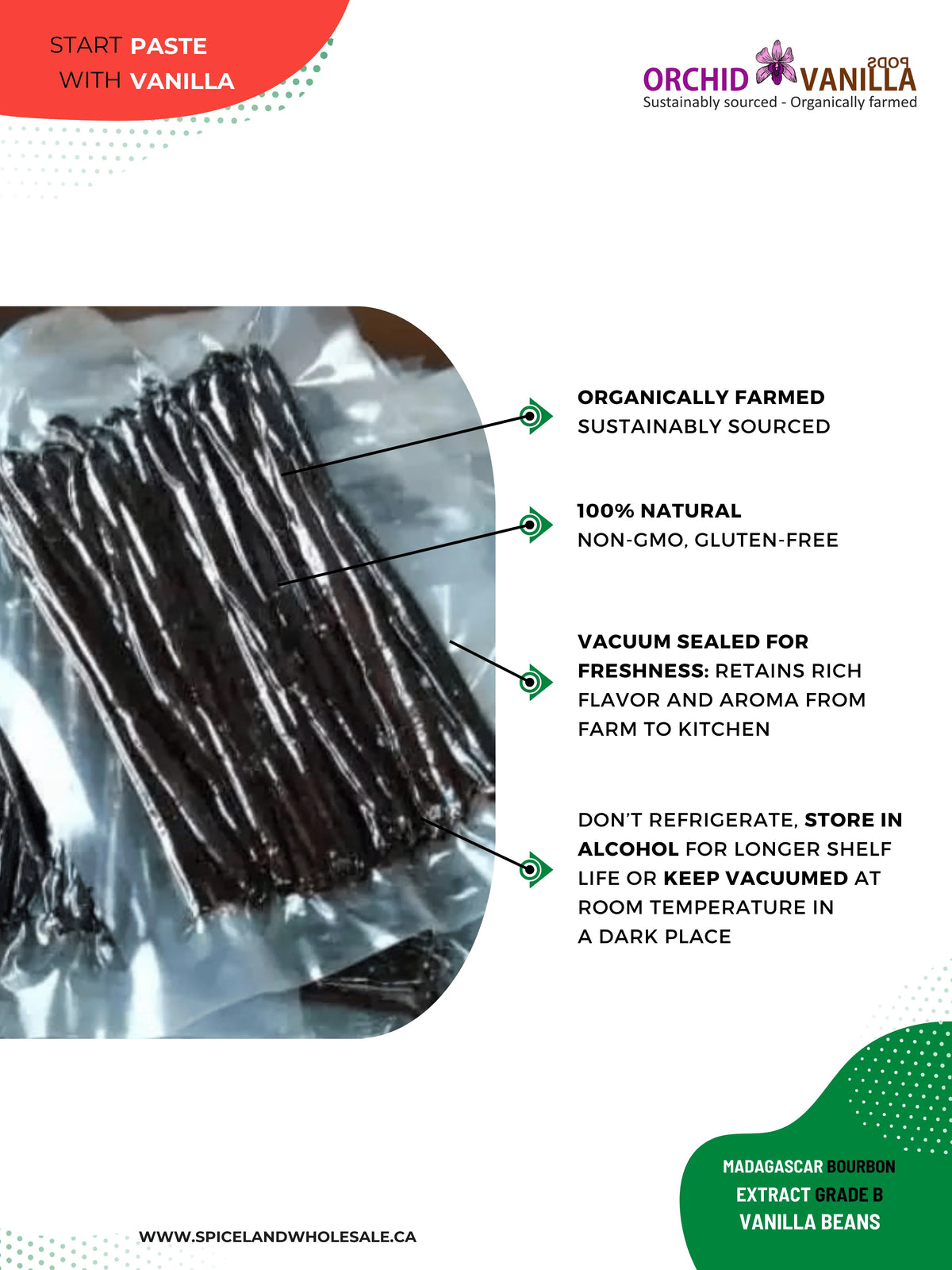 Madagascar Bourbon Extract Vanilla Beans Grade-B <br>For Extract Making<BR>By Count