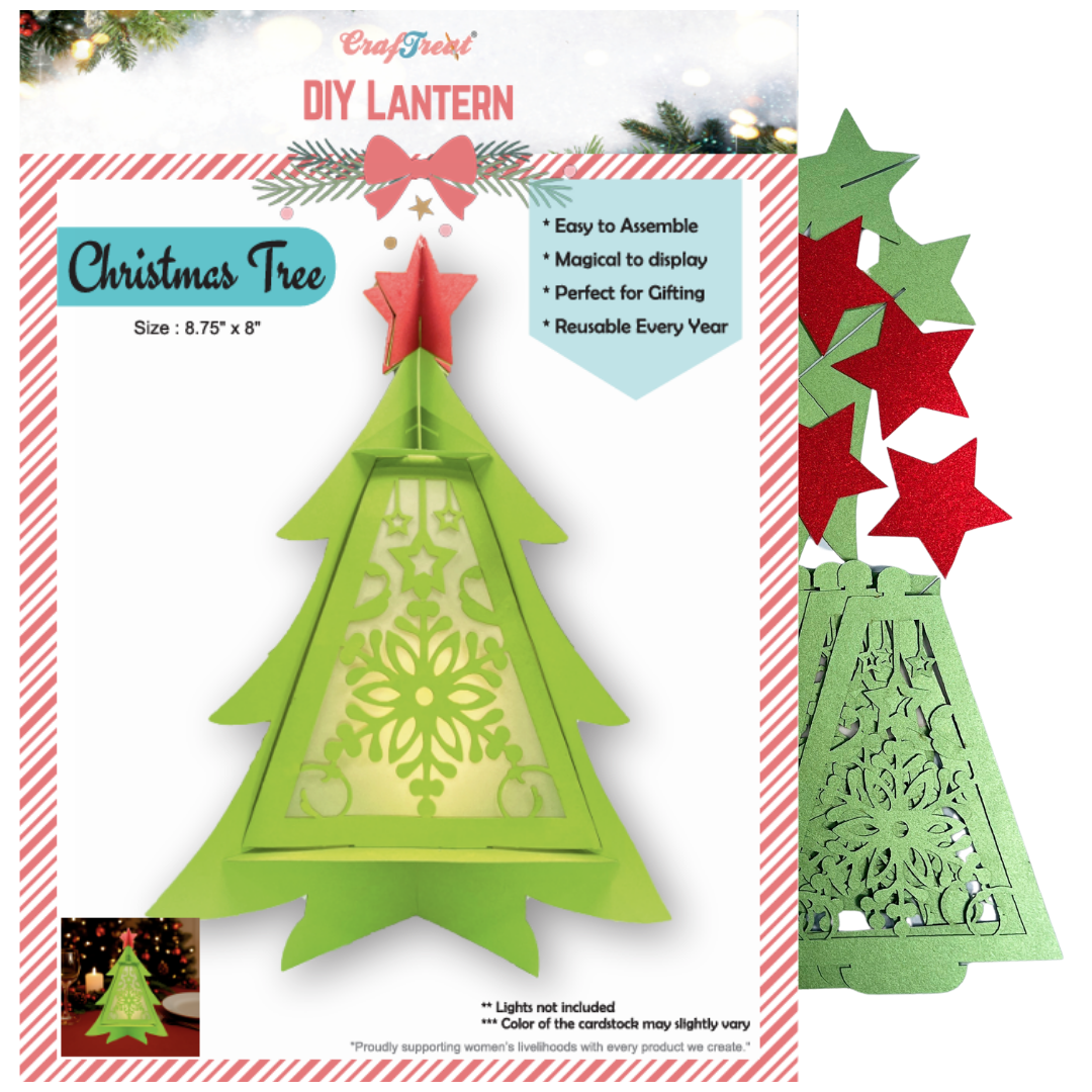 CrafTreat Lanternes en papier à faire soi-même - Sapin de Noël