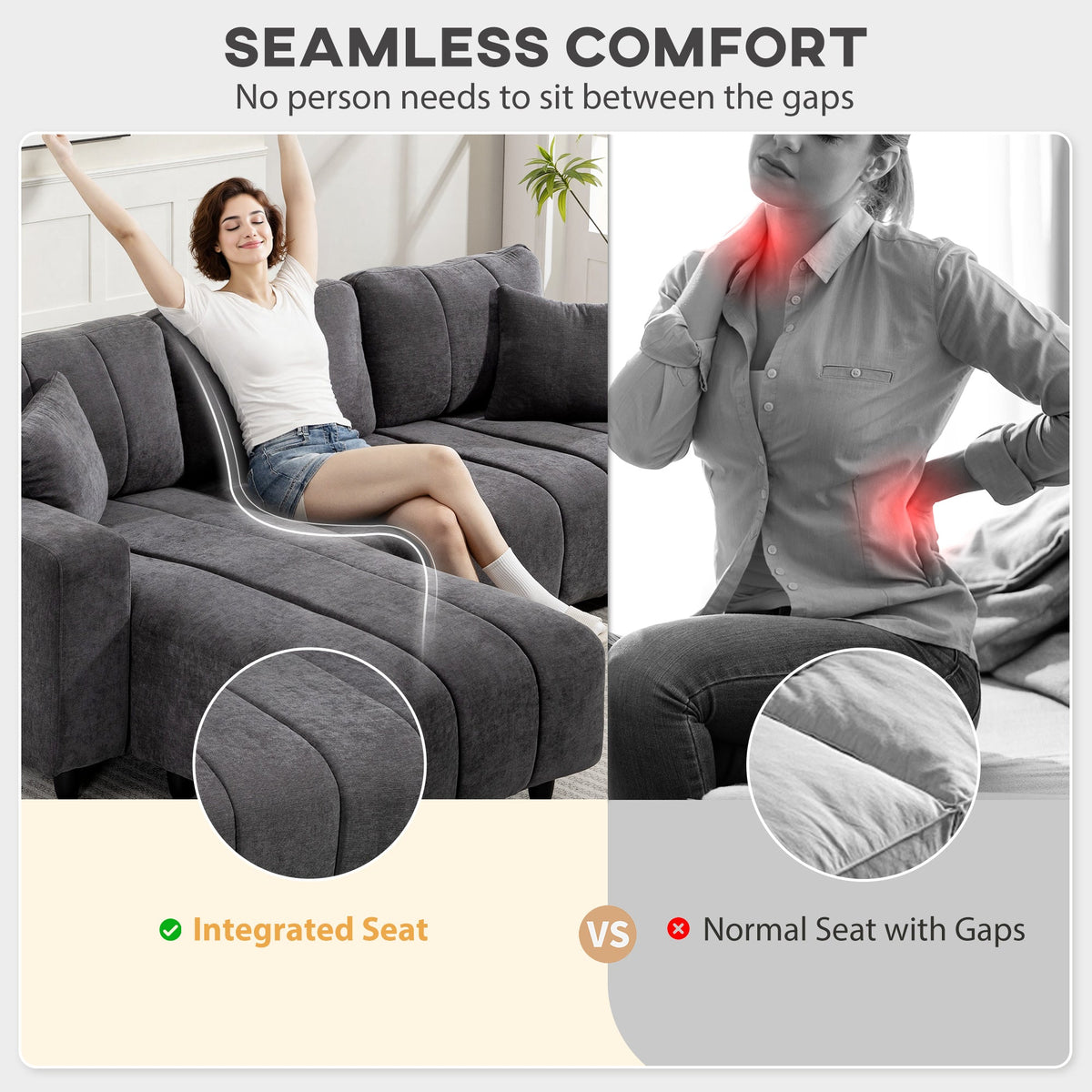 Sectionnel réversible Wilshere avec méridienne modulable - Gris