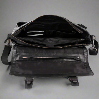 MET Premium Leather Laptop Bag. Messenger Briefcase with Detachable Shoulder Strap