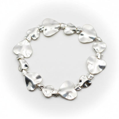 Beaten Heart Bracelet in Silver Plate