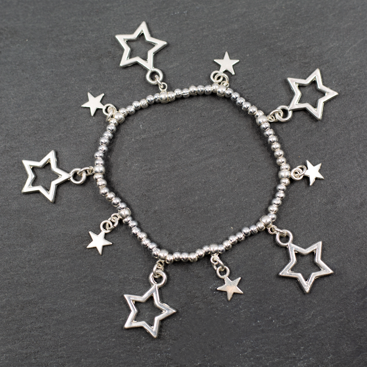 Bracelet extensible avec breloque étoile en plaqué argent