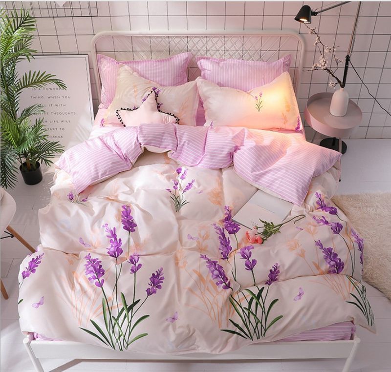 4-Piece Diamond Velvet Bedding Set – Geometric Pattern Duvet Cover & Sheet Set