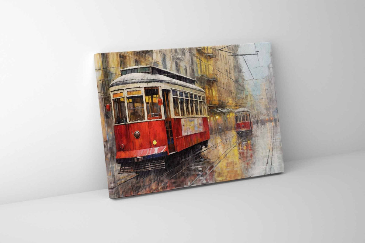 Vintage Streetcar & Tram Canvas Wall Art | 47 × 35 inches
