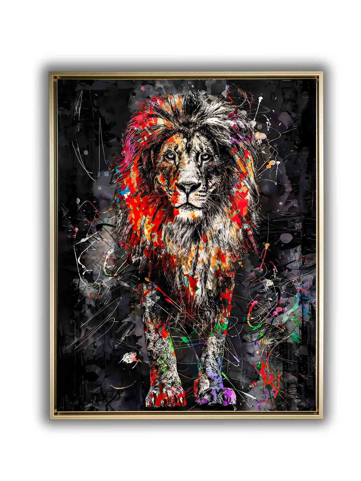 Uncle Leo Lion Canvas Wall Art | Colourful Wildlife Portrait | 35 × 47 inches