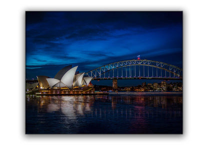 Sydney Skyline at Night Canvas Wall Art | Harbour View | 47 × 35 inches