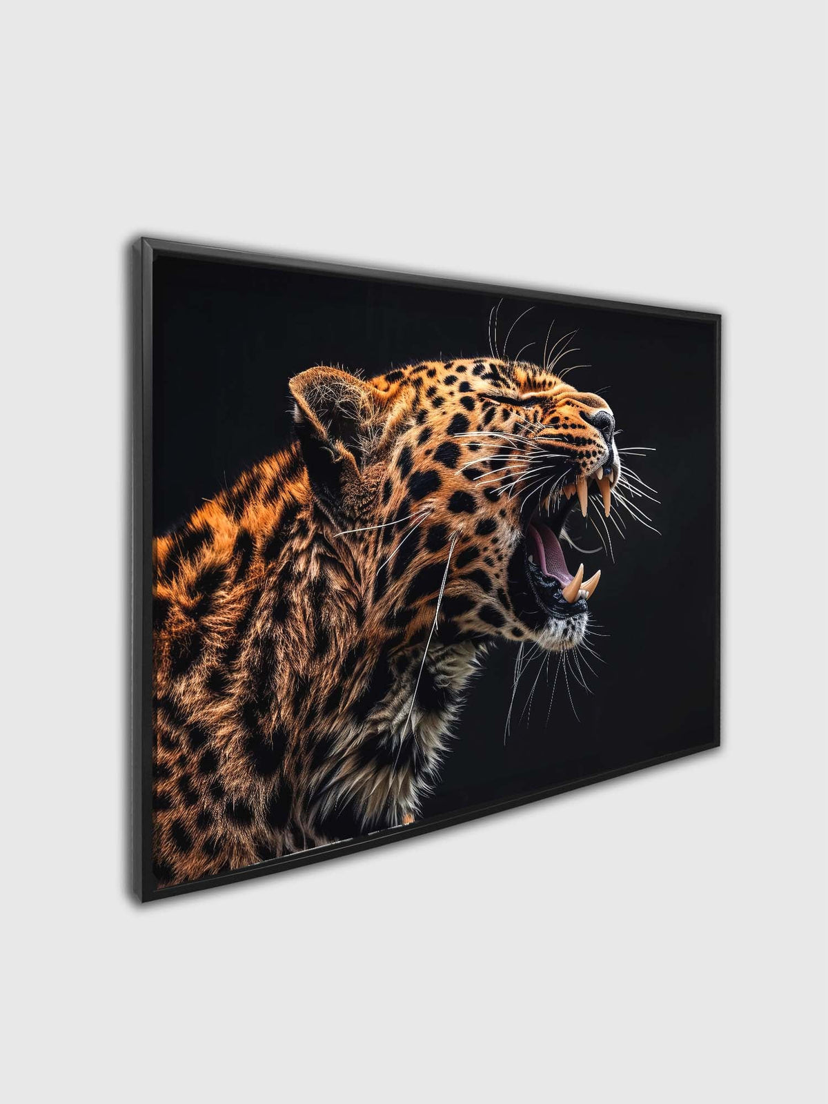 Leopard on Black Canvas Wall Art | Detailed Wildlife | 47 × 35 inches