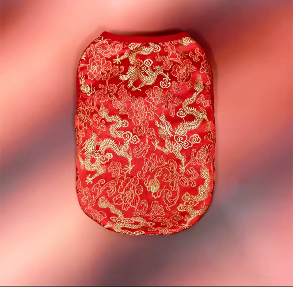 Chemise pour chien Nouvel An Chinois Lucky Bloom | Haut inspiré du Qipao Rouge et Or