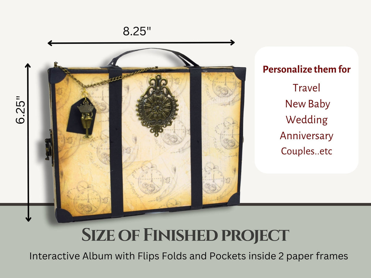 CrafTreat Scrapbook Blanks - Frame Accordion Suitcase - Black & Kraft Color