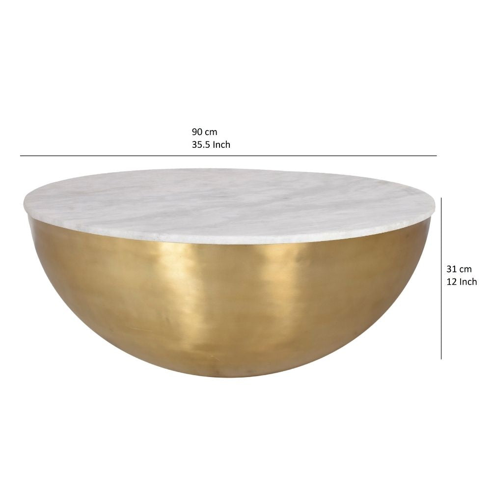 Table basse Lia en laiton et marbre