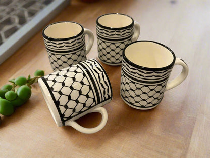 Handmade Ceramic Kuffiyeh Coffee & Tea Mug Kuffiyeh Pattern