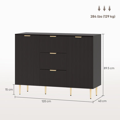 Buffet de cuisine moderne/Meuble de rangement pour couloir Ellis avec 3 tiroirs – Noir