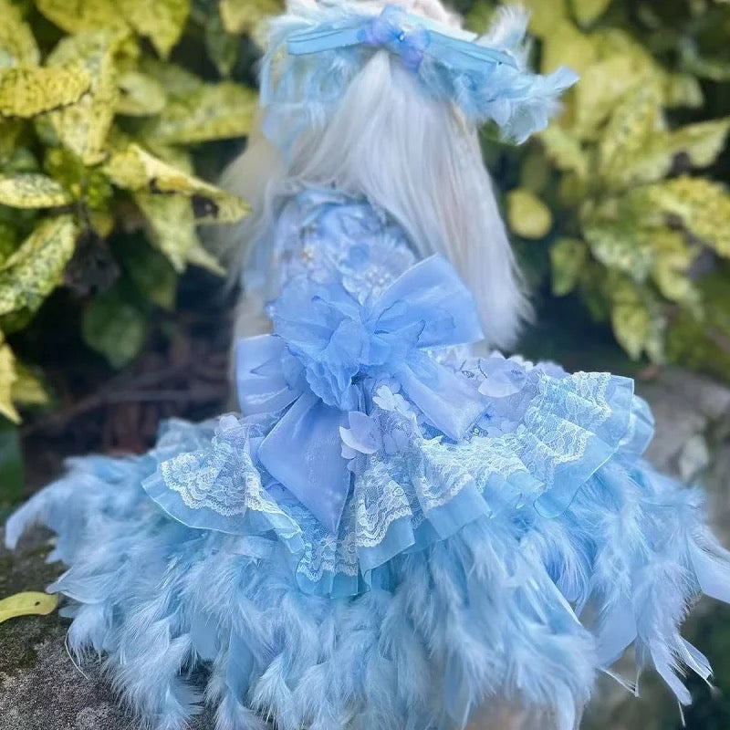 Robe de princesse Elsa pour chien | Tenue de soirée féerique pour chien