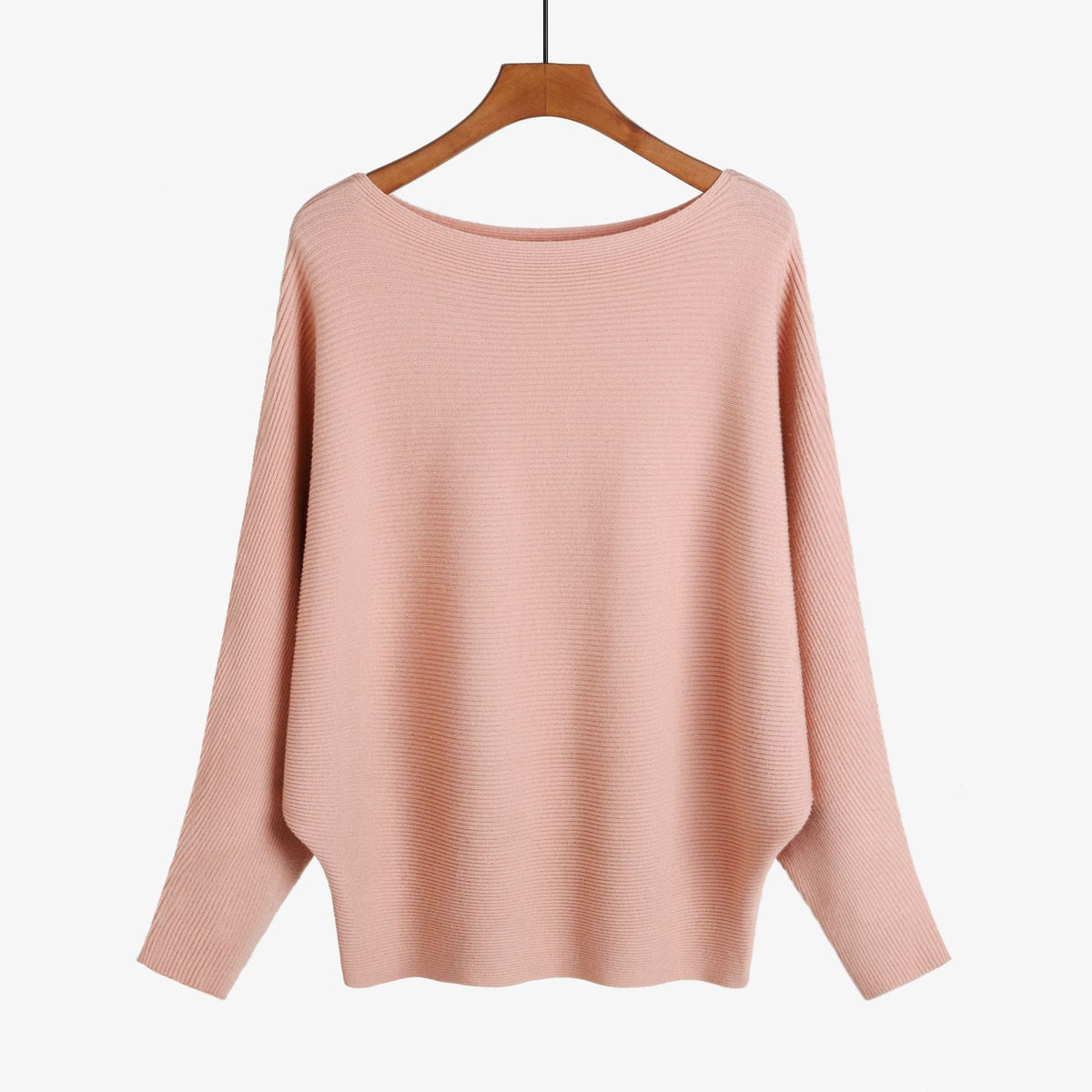 Women’s Halter Neck Batwing Knit Pullover Top – Stretchy Relaxed-Fit Casual Sweater
