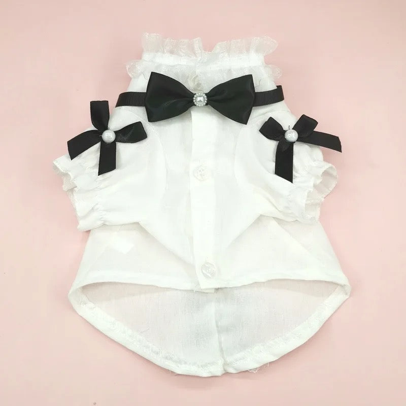 Charlise Shirt & Bow Set for Dogs – Elegant Dog Shirt Outfit