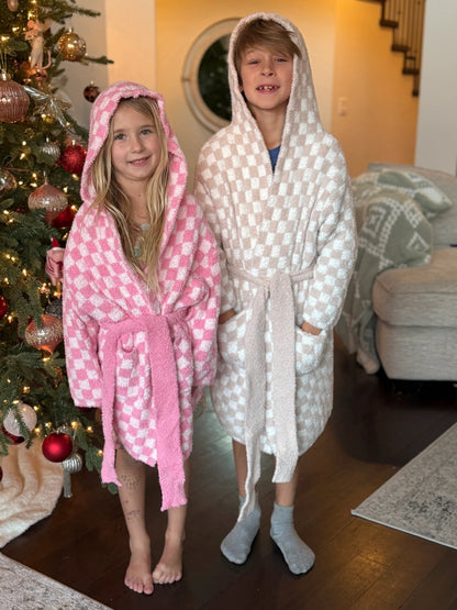 Robe à capuche à carreaux pour enfants - réapprovisionnement en avril