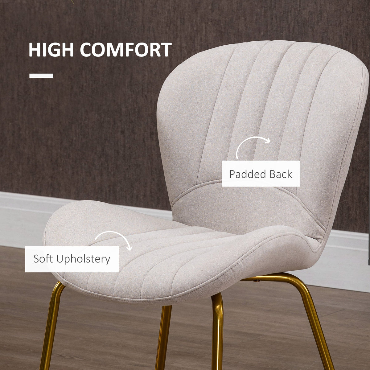 Lux Modern Dining Chairs with Cushioned Backrest-Set of 2-Cream White