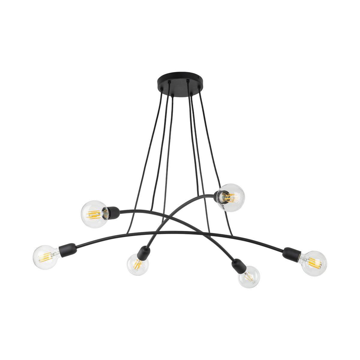 HELIX Black Minimalist 6-Light Pendant for Dining Room & Open Spaces (Clearance)