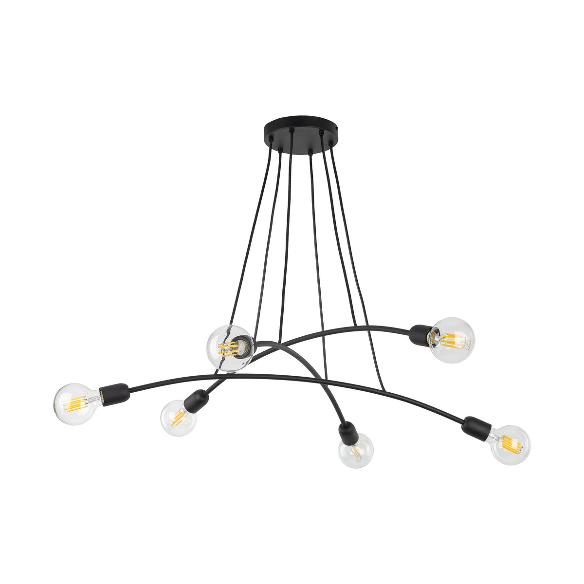 HELIX Black Minimalist 6-Light Pendant for Dining Room & Open Spaces (Clearance)