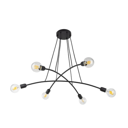 HELIX Black Minimalist 6-Light Pendant for Dining Room & Open Spaces (Clearance)