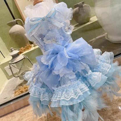 Robe de princesse Elsa pour chien | Tenue de soirée féerique pour chien