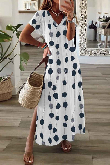 Women’s Elegant 3D Print Summer Dress – Split Hem Mid-Length Fashion Dress